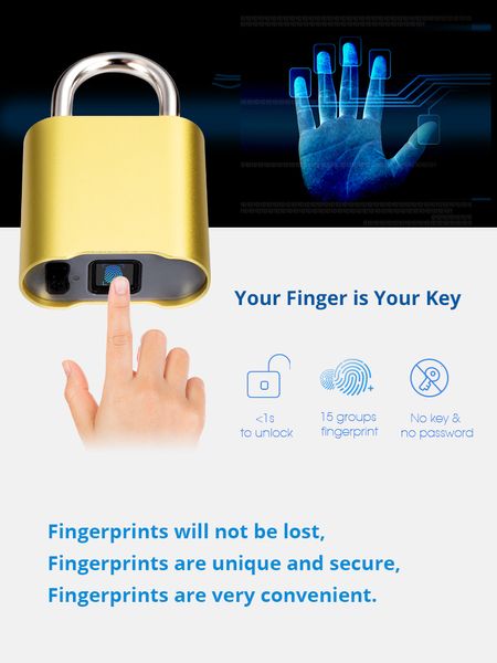 Inteligente Keyless Bluetooth Fingerprint Fingerprint IP65 À Prova D 'Água Anti-Theft Segurança Fingerprint Finger Bloqueio de Bagagem De Porta