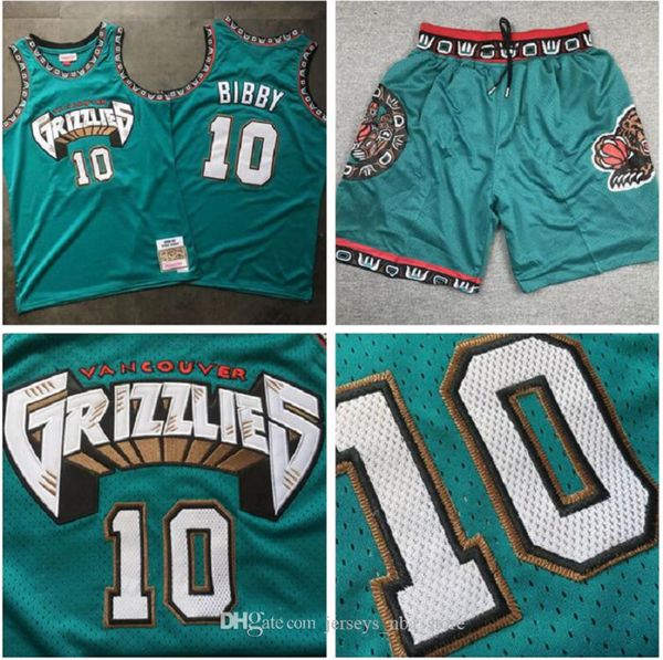 

men& vancouver grizzlies 10 mike bibby mitchell & ness turquoise hardwoods classics 1998-99 swingman jersey and pant 02, Black;red