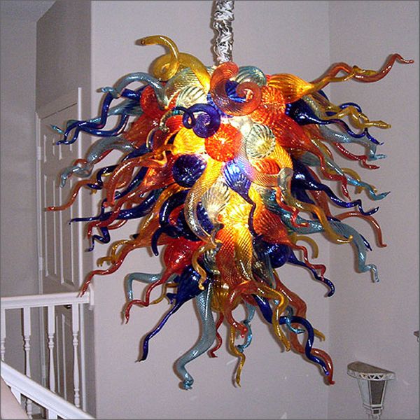 

modern crystal glass chandelier lightings 100% handmade dale chihuly style led light source blown glass pendant lamps new designed lights