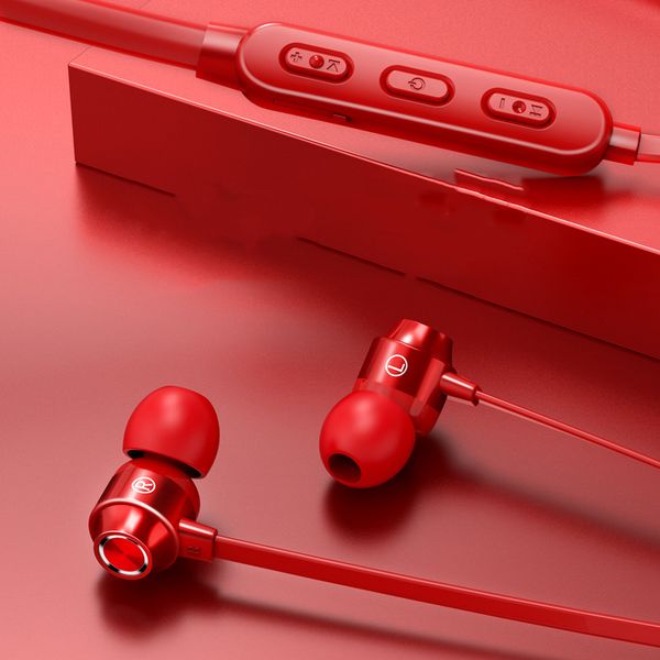 

wireless sports solid color stereo headset hanging neck bluetooth 5.0 in-ear metal waterproof hifi sound quality headset