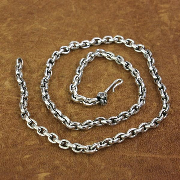 

linsion 925 sterling silver skull clasp simple chain mens biker punk necklace ta173