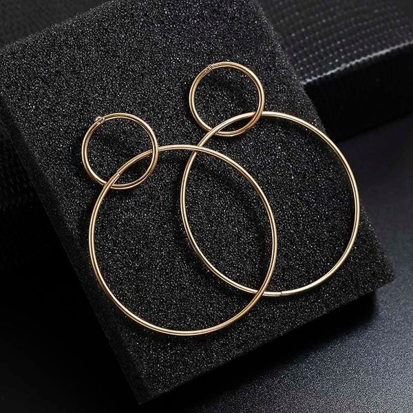 

New Fashion Hoop Earrings For Women Golden Silver Color Round Circle Earrings Double Round Punk Style Earrings Ez39