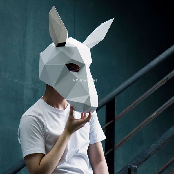 Halloween Horse Head Mask Diy 3d Paper Masks Party Masquerade Cosplay Animal Masque Creative Funny Mascara Carnaval Prop Masker Prom Masks Masquerade