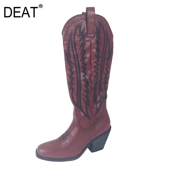 

deat] 2019 square toe zipper mixed color personality velvet casual pu leather women long boots new spring autumn fashion 10e140, Black