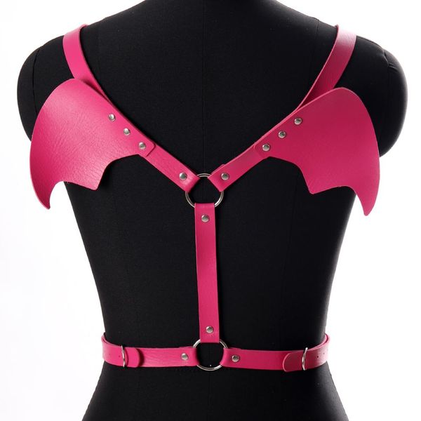 

garters body harness leather lingerie belt bra pastel goth shoulder wing crop suspender pink party plus size women strap, Black;white
