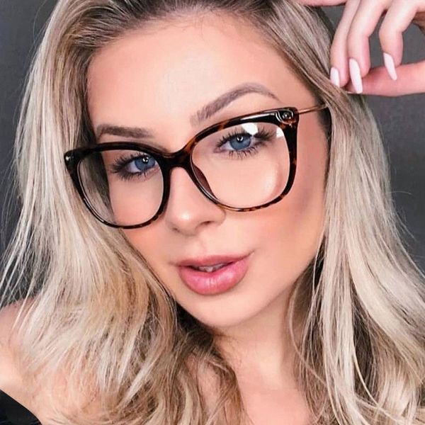 

2019 new designer leopard glasses frame retro women eyeglasses frames metal optical glasses clear lens cat eye spectacles, Silver