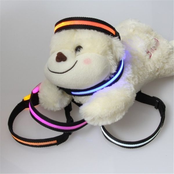 

glowing pet dog collar 8 colors nylon adjustable dogs collars glow in the dark luminous leashes pets supplies
