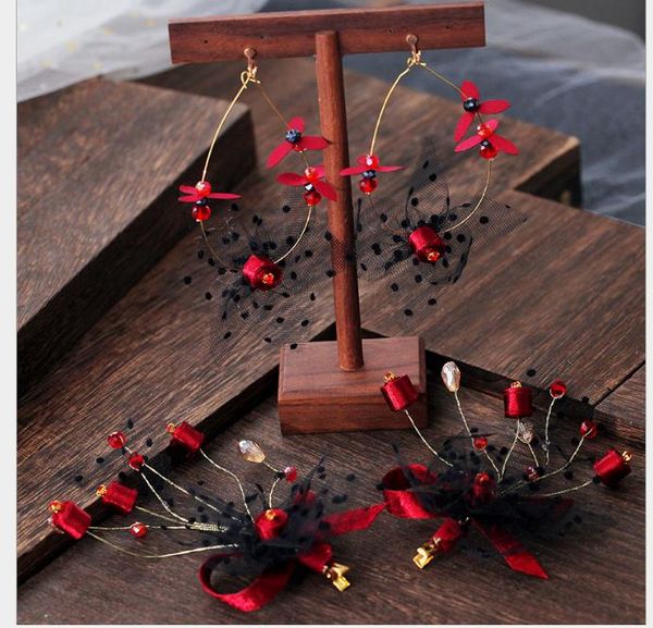 

red xianmei headdress korean suit new wedding toast dress wedding dress accessories, Slivery;golden