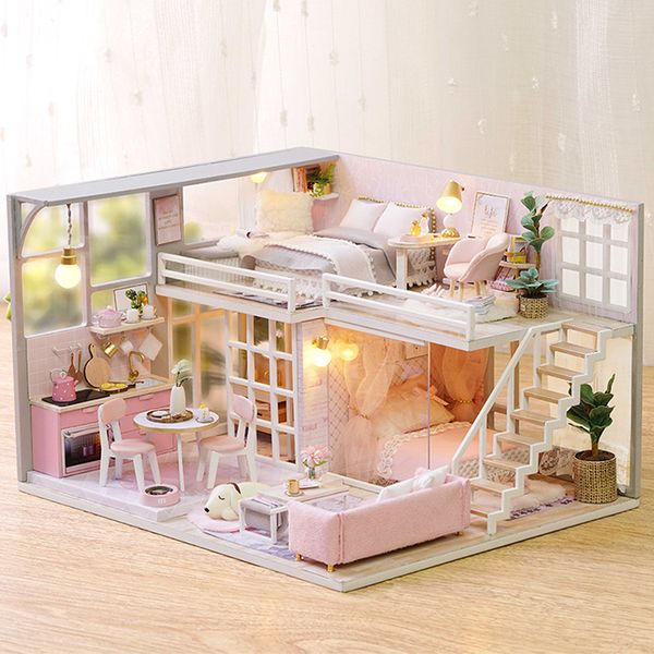 

cutebee diy doll house wooden doll houses miniature dollhouse furniture kit toys for children christmas gift l025 y200704