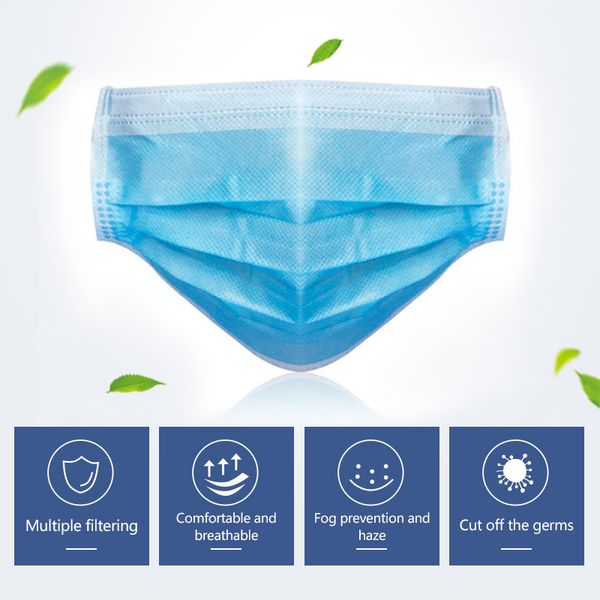 

in stock profession antiflu 100pcs protective dustproof pm2.5 elastic mouth soft breathable face disposable mask
