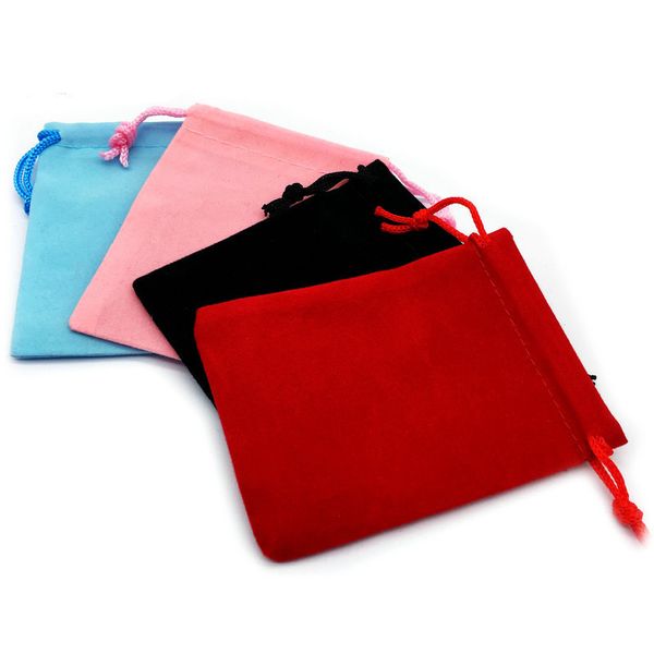 

7*9cm velvet drawstring bags jewelry pouch gift bag wedding and festivals packaging decoration favor holder pouches in bulk, Pink;blue