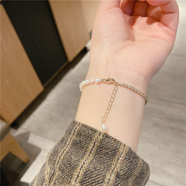 

korean-style special-shaped baroque freshwater pearl bracelet micro pave premium sense temperament bracelet jewelry bracelet series, Black