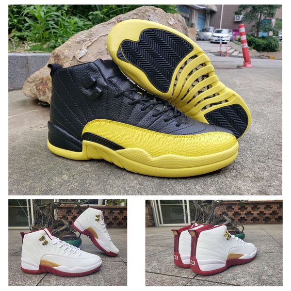 

2019 12s ovo white gym red men women taxi blue flu game cny sneakers size 40-47