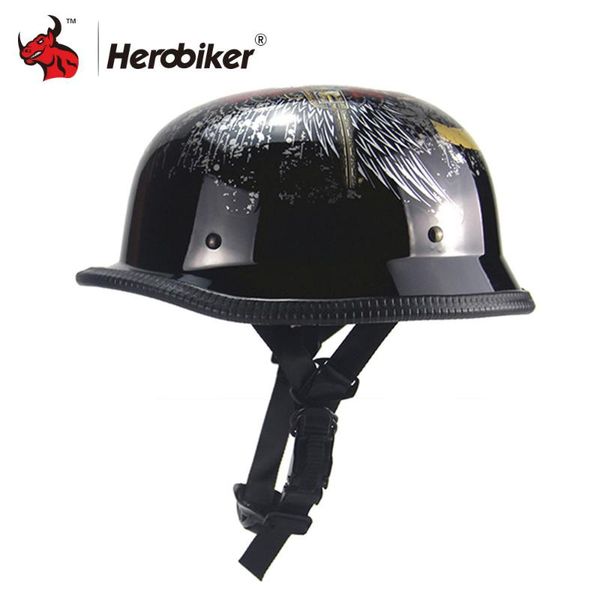 

new vintage retro motorcycle helmet german style 1/2 open face half helmet cruiser touring chopper biker casco moto dot