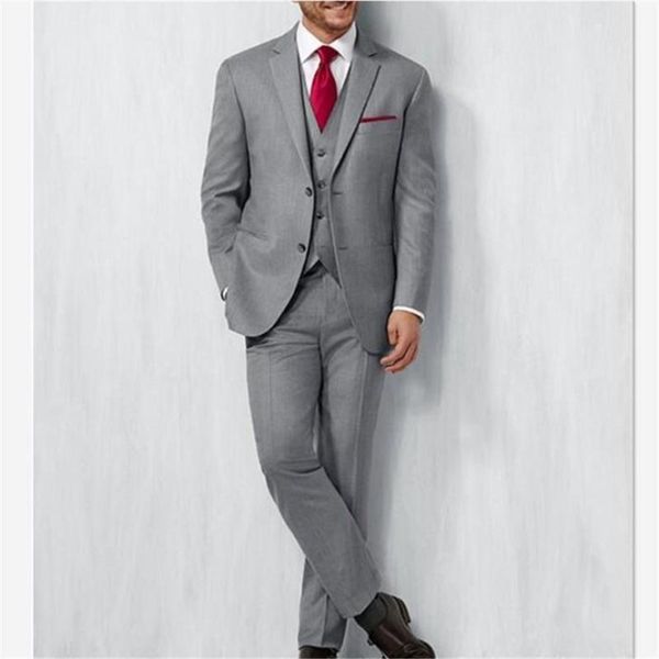 

gray groom tuxedos groomsman men suit italian style prom party bridegroom men's suits 3-piece (jacket+pants+vest) man traje hombre, White;black