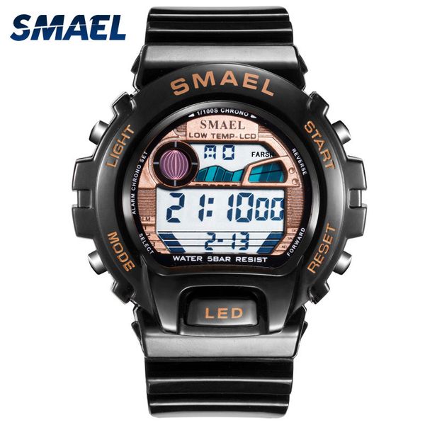 

smael digital wristwatches big men clock cool sport watches for men 50m waterproof 0931 watches stainless steel, Slivery;brown