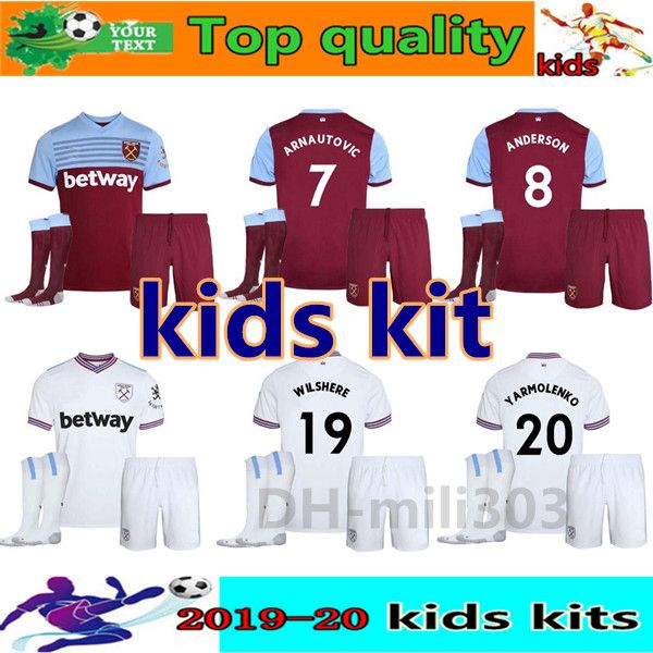 

2019 2020 we t ham kid kit occer jer ey united uniform 19 20 ander on noble chicharito arnautovic child boy football hirt kit