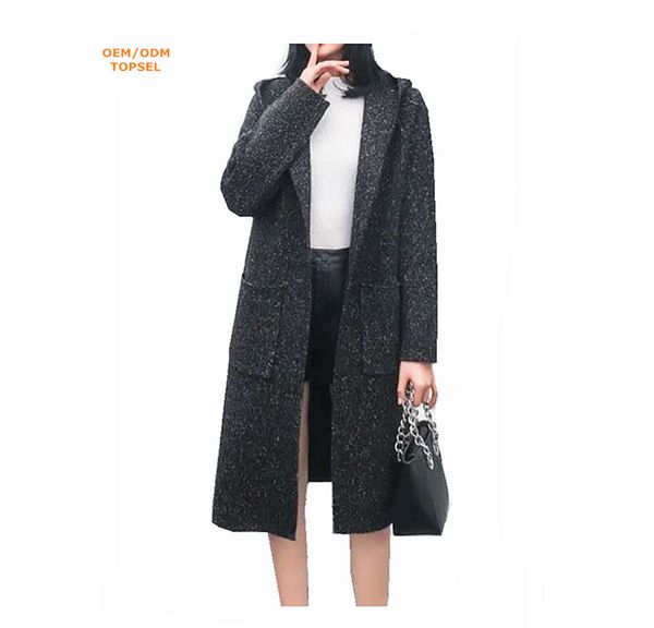 

New 2020 And Hotsale Women High Quality Raglan Sleeve Hooded Knitted Cardigan Winter Coat Outwear Without Buttons