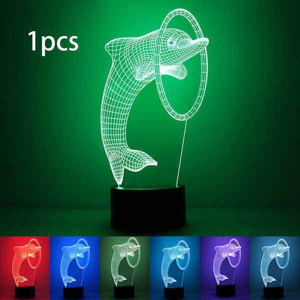 

7 color 3d night light dolphin night light eye care led light bedside night lamp home decoration birthday gift