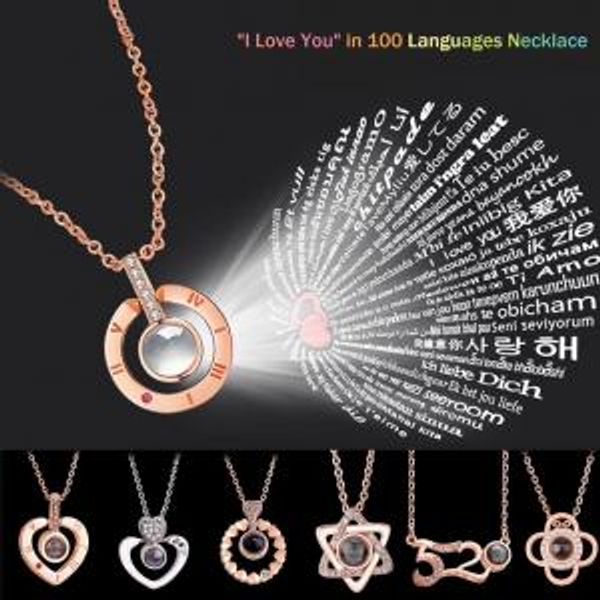 

round heart memory necklace 17styles chain 100 languages i love you 520 projection pendant romantic jewelry valentine's day gift aaa165