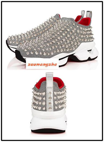 

product krystal spike socks donna flat sneaker designer men's red bottom rivet spiky socks primary stud flat shoes us 7, Black