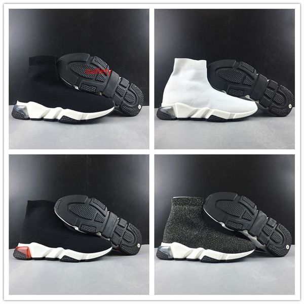 

2019 paris triple s 17fw sock shoes fashion black white grey red luxury fly knitting designer mens women sports casual shoes