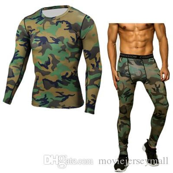 

2019 camouflage sport suits quick dry run jogging suits clothes soccer basketball sport training set fitness running sets tracksuit for men, Black;blue