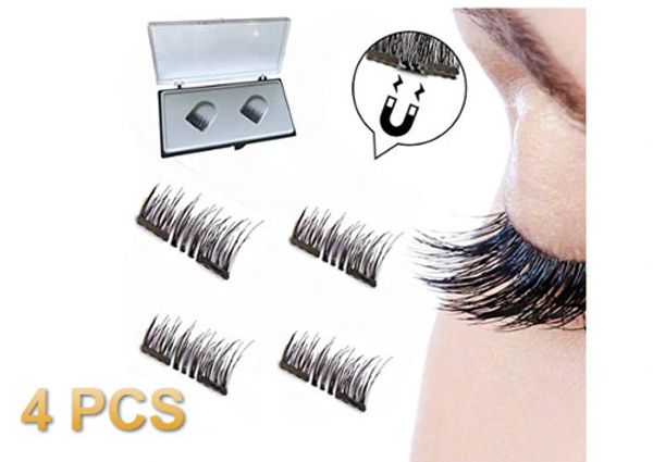 

Clearance Sale 4Pcs 3D Magnetic False Fake Eyelashes Eye Makeup Accessories Magnet Long Thick Eye Lashes Natural Mink Soft