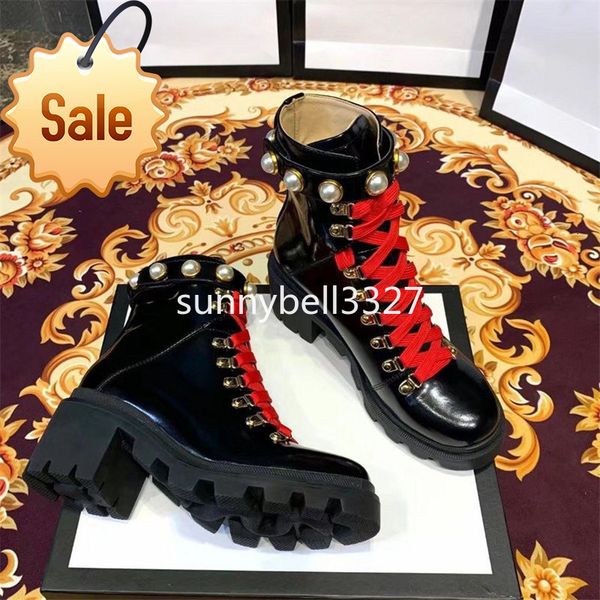 

luxury women's girls martin boots box 2019 trip embroidered leather ankle boot with sylvie web designer booties for women shoes 1gg1, Black