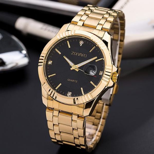 

style men's high-end watch brand classic business quartz watch world time waterproof watch alloy watchband quartz movement, Slivery;brown