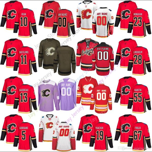

2019 Calgary Flames Jersey Matthew Tkachuk Elias Lindholm Mikael Backlund Hanifin TJ Brodie Bennett Gaudreau Giordano Monaha Fantenberg