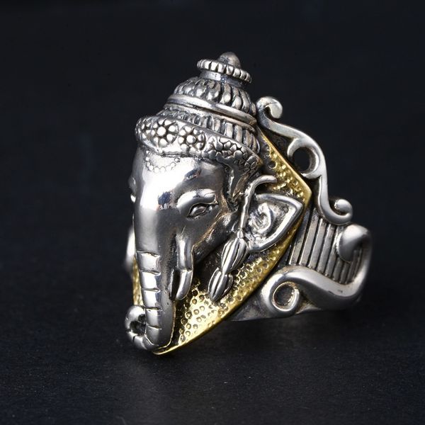

s925 silver jewelry wholesale retro thai silver wide face bully weather snout god of wealth elephant mens ring personality fashion trend