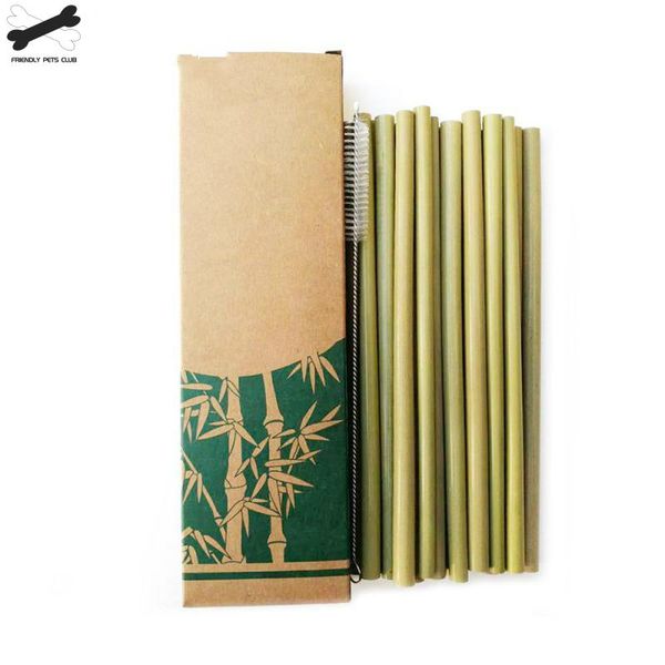 

10pcs bamboo drinking straws reusable eco-friendly party kitchen+clean brush for drop shipping wholesale can customize logo 5822