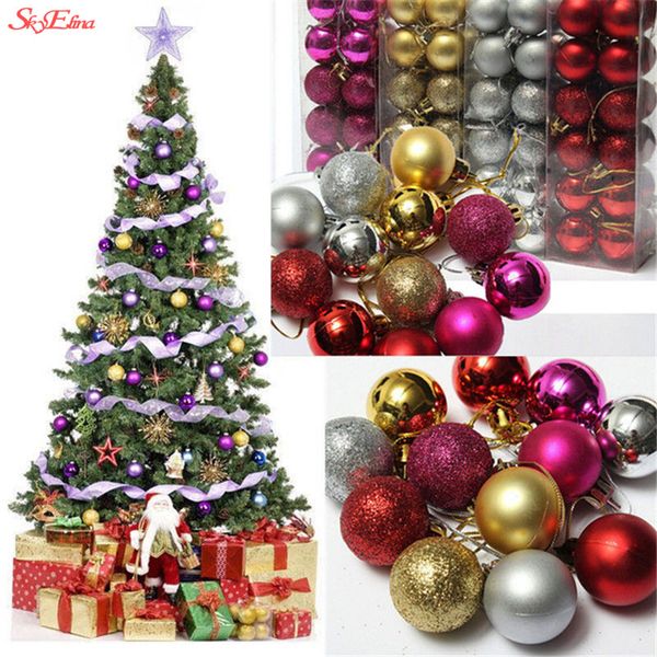 

24pcs christmas tree ornament 3cm christmas balls decorations hanging bling bling balls gifts for new year weding decoration 5z