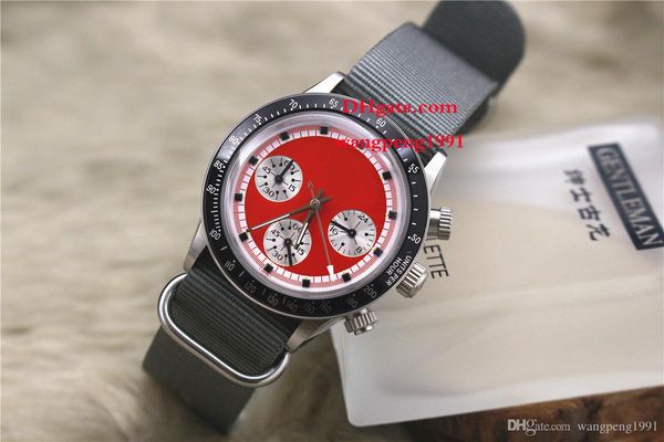 7 Стиль мужчина смотрит 38 -миллиметровый vk Quartz Red Dial Asia 2813 Дата