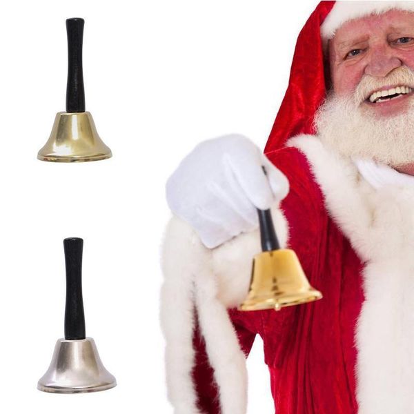 

santa small bell for christmas decorations gold silver xmas hand ringing bell