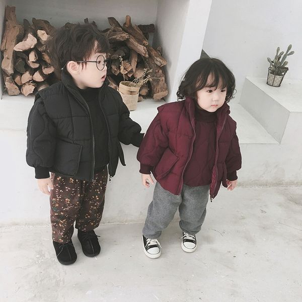 

2019 neutral jacket bread down jacket bread waistcoat for children and girls pure color baby winter down coat, Camo