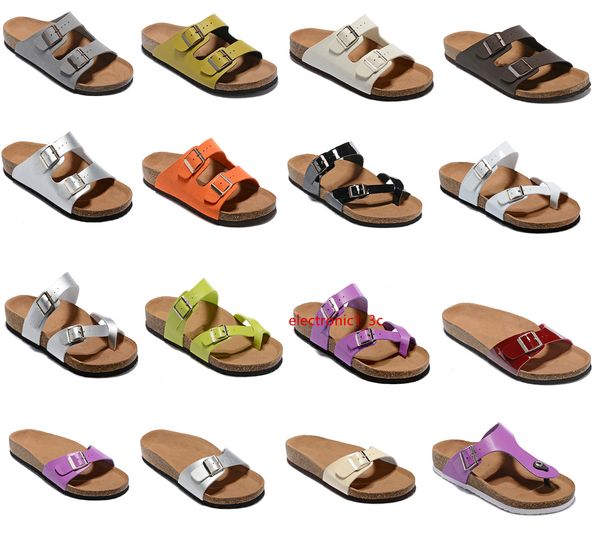 

new color with orignal shoes box men s flat sandals women casual shoes male two buckle summer beach genuine leather sandal size