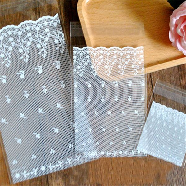 

white lace self adhesive party bakery bread plastic cookies bags gift cellophane bags candy biscuit white bags