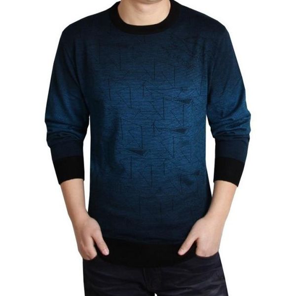 

men's autumn casual triangle ombre woolen blend pullover crew neck sweater top, White;black