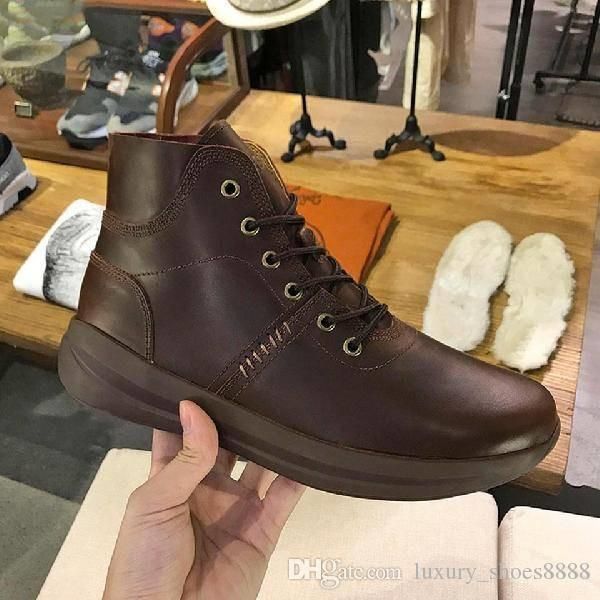 

australia martin booties mens boot sandal striped soft genuine leather brown designer boots round toes shoes fast shippin, Black