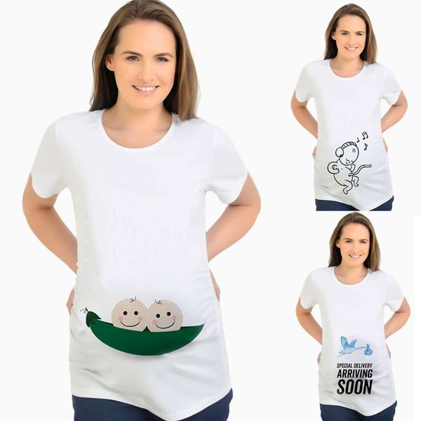 

muqgew maternity pregnant clothes women pregnant maternity short sleeve summer print cloths ropa premama embarazadas, White