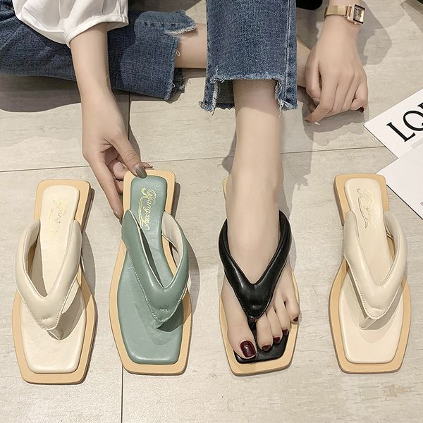 

shoes women woman's slippers slides fashion rubber flip flops platform soft 2020 flat hawaiian basic bonded leather pu, Black