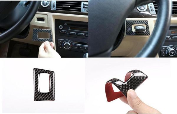 

for e90 e92 3 series 2005-2012 carbon fiber car key hole frame trim stickers right hand drive and left hand drive