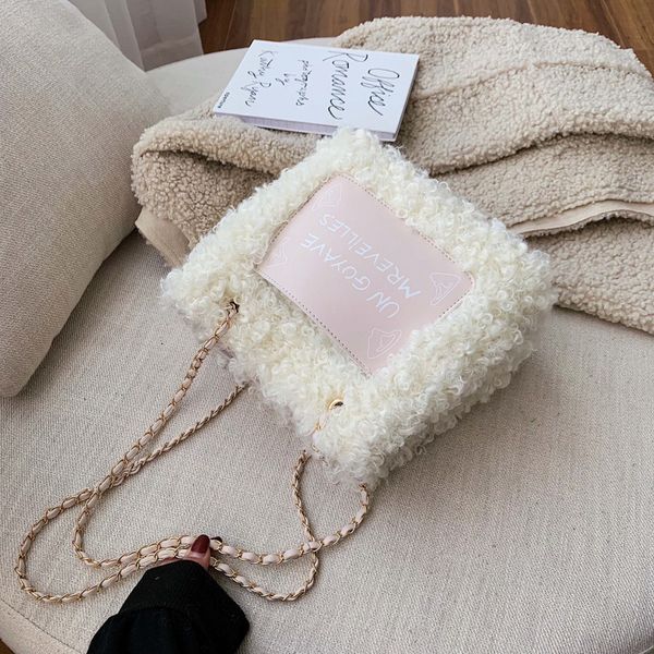 

новая мода меховая цепочка сумка тренд одно плечо диагональная женская сумка