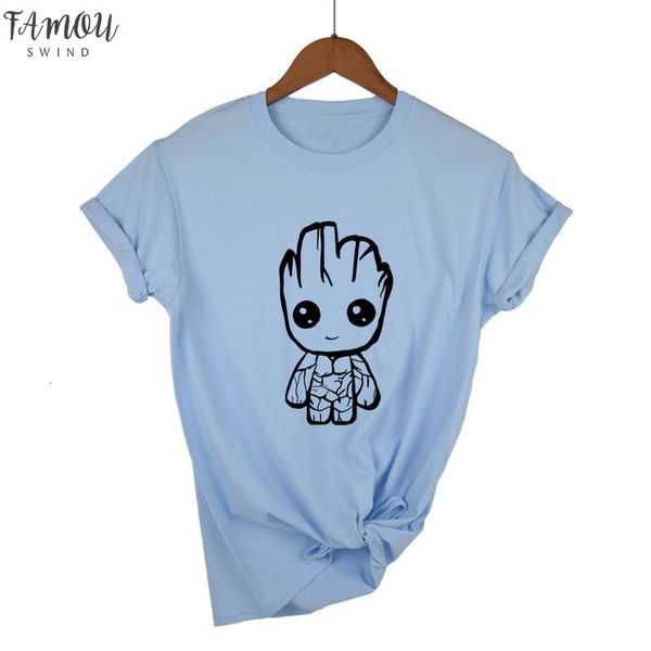 

funny kawaii groot design 100% cotton t shirt womens fashion short sleeve tee v neck shirts hipster o neck popular t, White