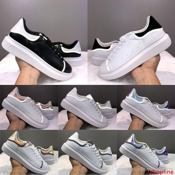 

designer luxury platform mens womens casual shoes 3m reflective back white gloden leather lace up ourdoor trainer fashion chaussures