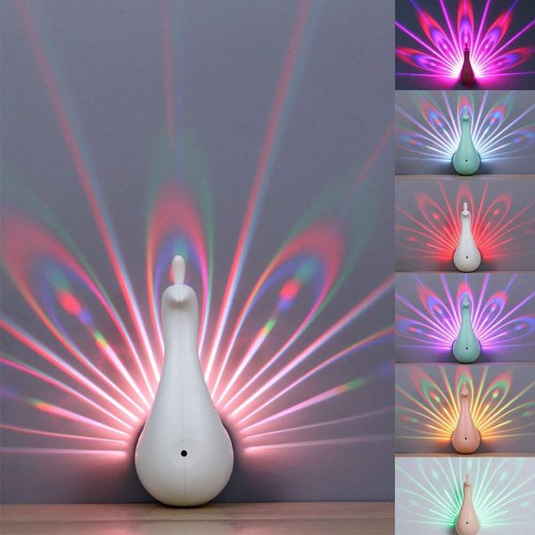 

peacock projection led wall light 1w remote control wall light home decro romantic atmosphere colorful background night ligh