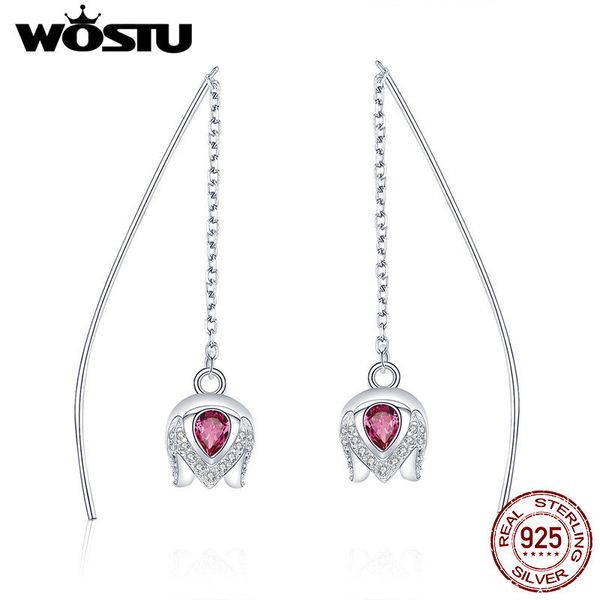 

wostu new arrival 925 sterling silver tulip story drop earrings for women anniversary unique romantic jewelry gift cqe504