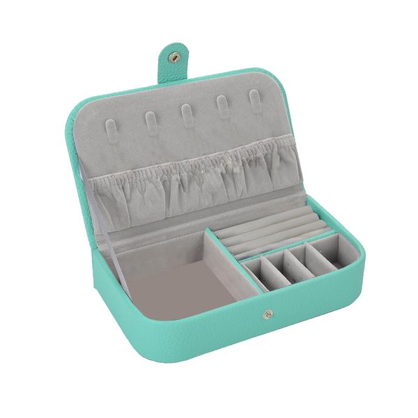 

litchi pattern cosmetic cases ring travel fashion organizer portable earrings jewelry box storage container multifunctional, Pink;blue